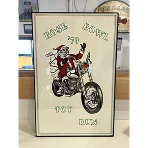 Vintage Rose Bowl 79 Toy Run Framed Poster 11x18 Harley Davidson